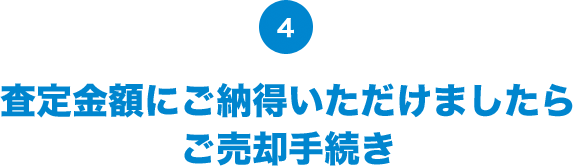 査定金額にご納得いただけましたら ご売却手続き